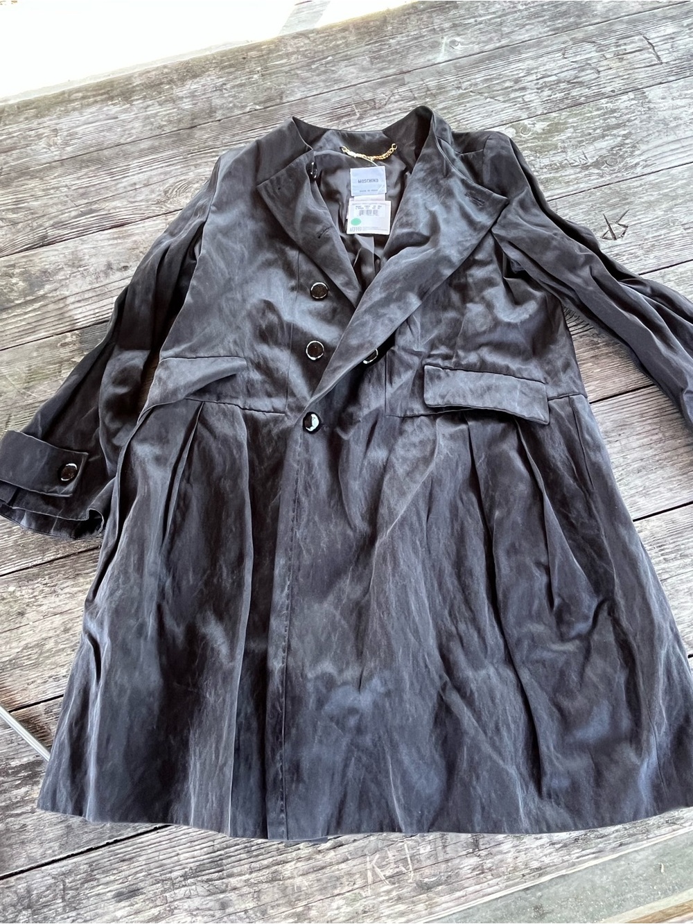 MOSHINO Womens Black Double-Breasted Trench Coat NWT, never worn sz 8